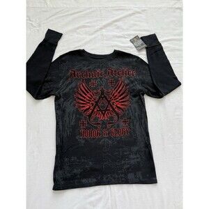 ARCHAIC by AFFLICTION Men's‎ Long Sleeve THERMAL Shirt XL ACHILLES Biker Black
